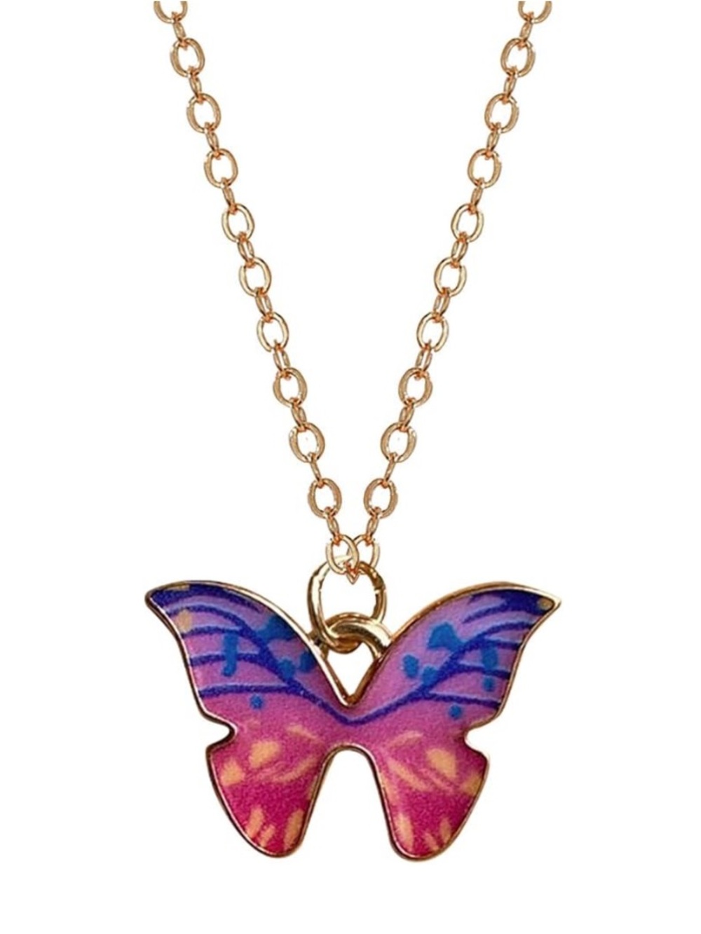 NWOT Pretty Pink & Gold Butterfly Necklace